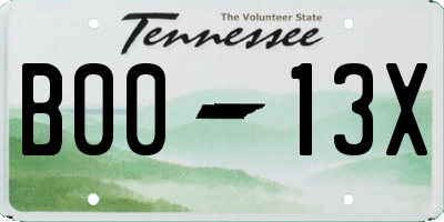 TN license plate B0013X