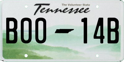 TN license plate B0014B