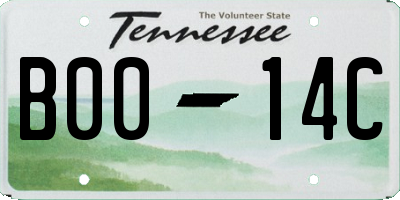 TN license plate B0014C