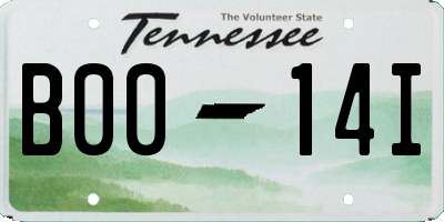 TN license plate B0014I