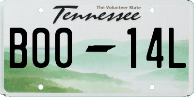 TN license plate B0014L