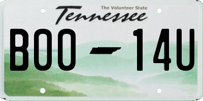TN license plate B0014U