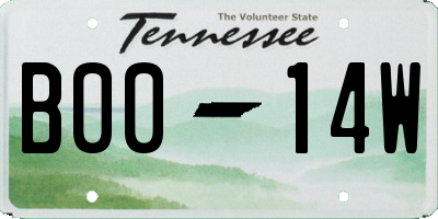 TN license plate B0014W
