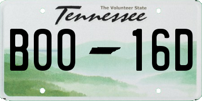 TN license plate B0016D