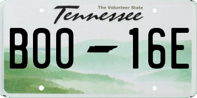 TN license plate B0016E