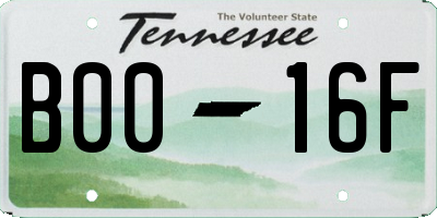 TN license plate B0016F