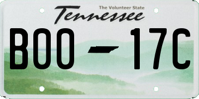 TN license plate B0017C