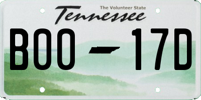 TN license plate B0017D