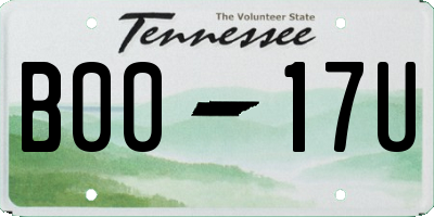 TN license plate B0017U