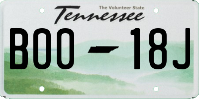 TN license plate B0018J