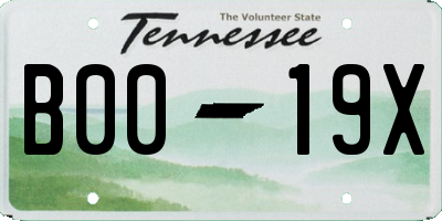 TN license plate B0019X