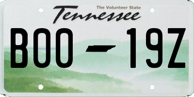 TN license plate B0019Z