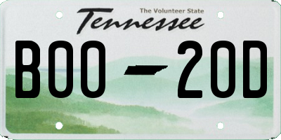 TN license plate B0020D