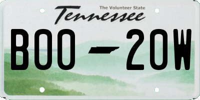 TN license plate B0020W