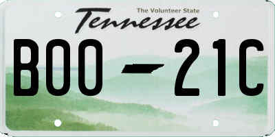 TN license plate B0021C