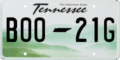 TN license plate B0021G