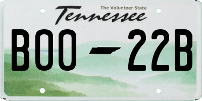 TN license plate B0022B