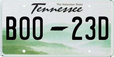 TN license plate B0023D
