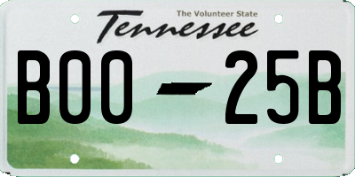 TN license plate B0025B