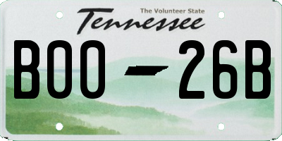 TN license plate B0026B