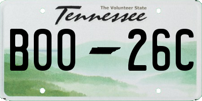 TN license plate B0026C