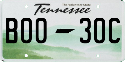 TN license plate B0030C