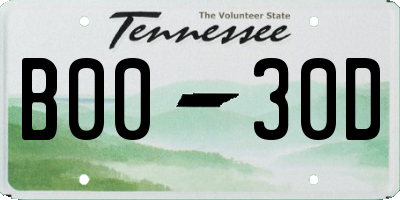 TN license plate B0030D