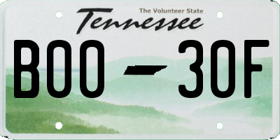 TN license plate B0030F