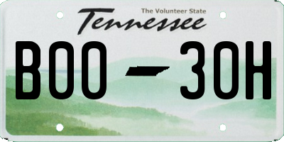 TN license plate B0030H