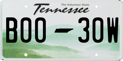 TN license plate B0030W