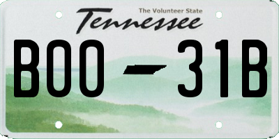 TN license plate B0031B