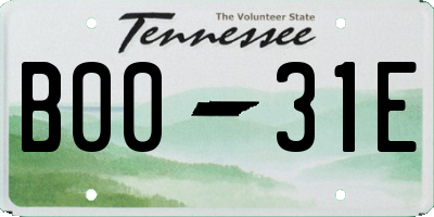 TN license plate B0031E