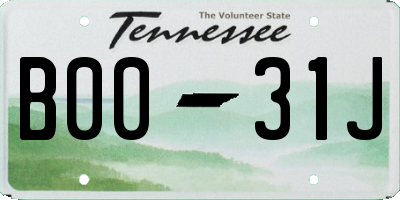 TN license plate B0031J