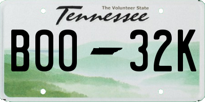 TN license plate B0032K