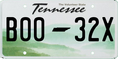 TN license plate B0032X