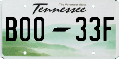 TN license plate B0033F