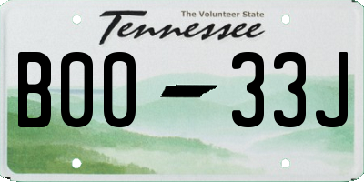 TN license plate B0033J
