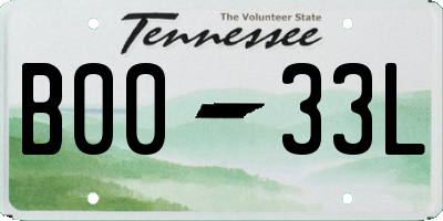 TN license plate B0033L
