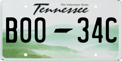 TN license plate B0034C