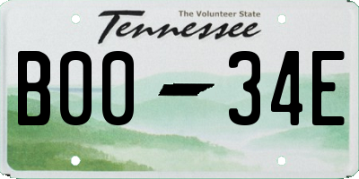 TN license plate B0034E