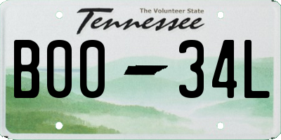 TN license plate B0034L