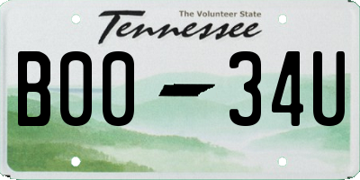 TN license plate B0034U