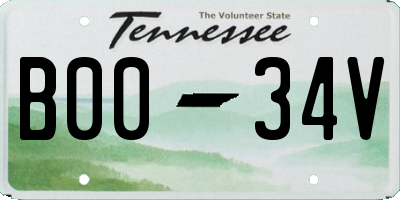 TN license plate B0034V