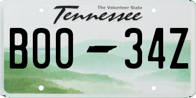 TN license plate B0034Z