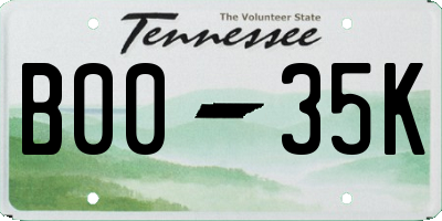 TN license plate B0035K