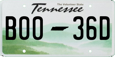 TN license plate B0036D