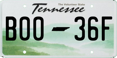 TN license plate B0036F