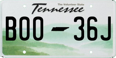 TN license plate B0036J