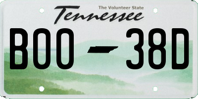 TN license plate B0038D
