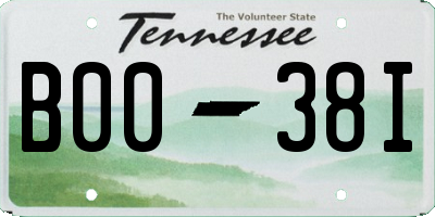TN license plate B0038I